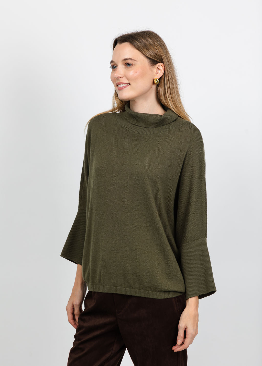 Melissa Nepton Hugo Sweater in Dark Khaki available at Barbara Katz