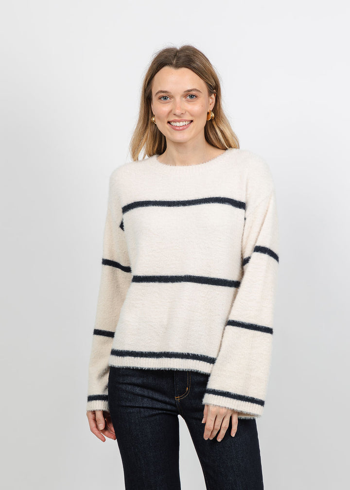 Melissa Nepton Iro Fuzzy Sweater in Cream/Navy available at Barbara Katz