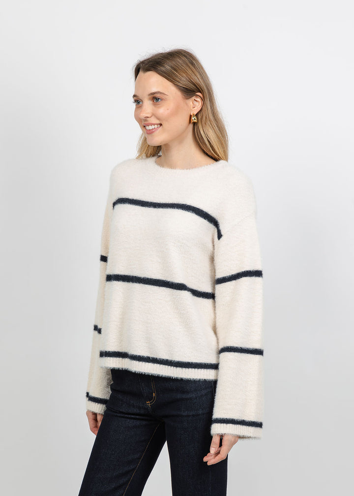 Melissa Nepton Iro Fuzzy Sweater in Cream/Navy available at Barbara Katz