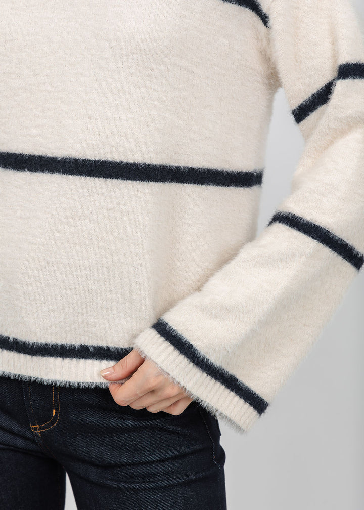 Melissa Nepton Iro Fuzzy Sweater in Cream/Navy available at Barbara Katz