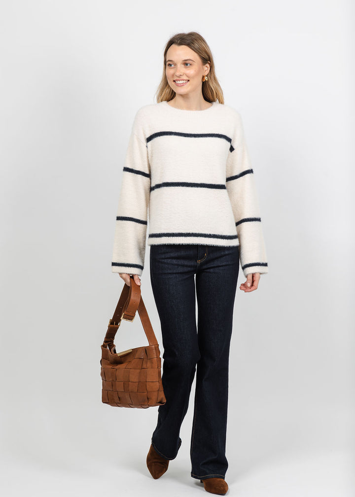 Melissa Nepton Iro Fuzzy Sweater in Cream/Navy available at Barbara Katz