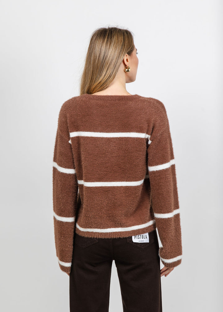 Melissa Nepton Iro Fuzzy Sweater in Light Brown/Cream available at Barbara Katz