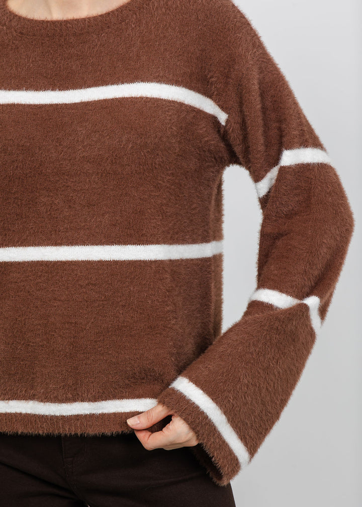 Melissa Nepton Iro Fuzzy Sweater in Light Brown/Cream available at Barbara Katz