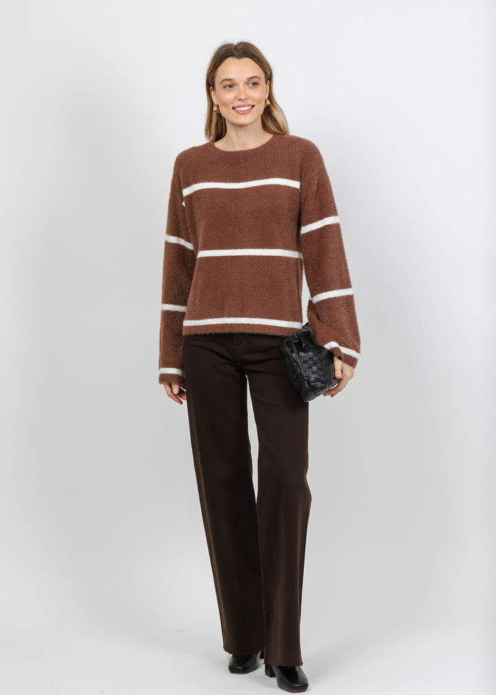 Melissa Nepton Iro Fuzzy Sweater in Light Brown/Cream available at Barbara Katz