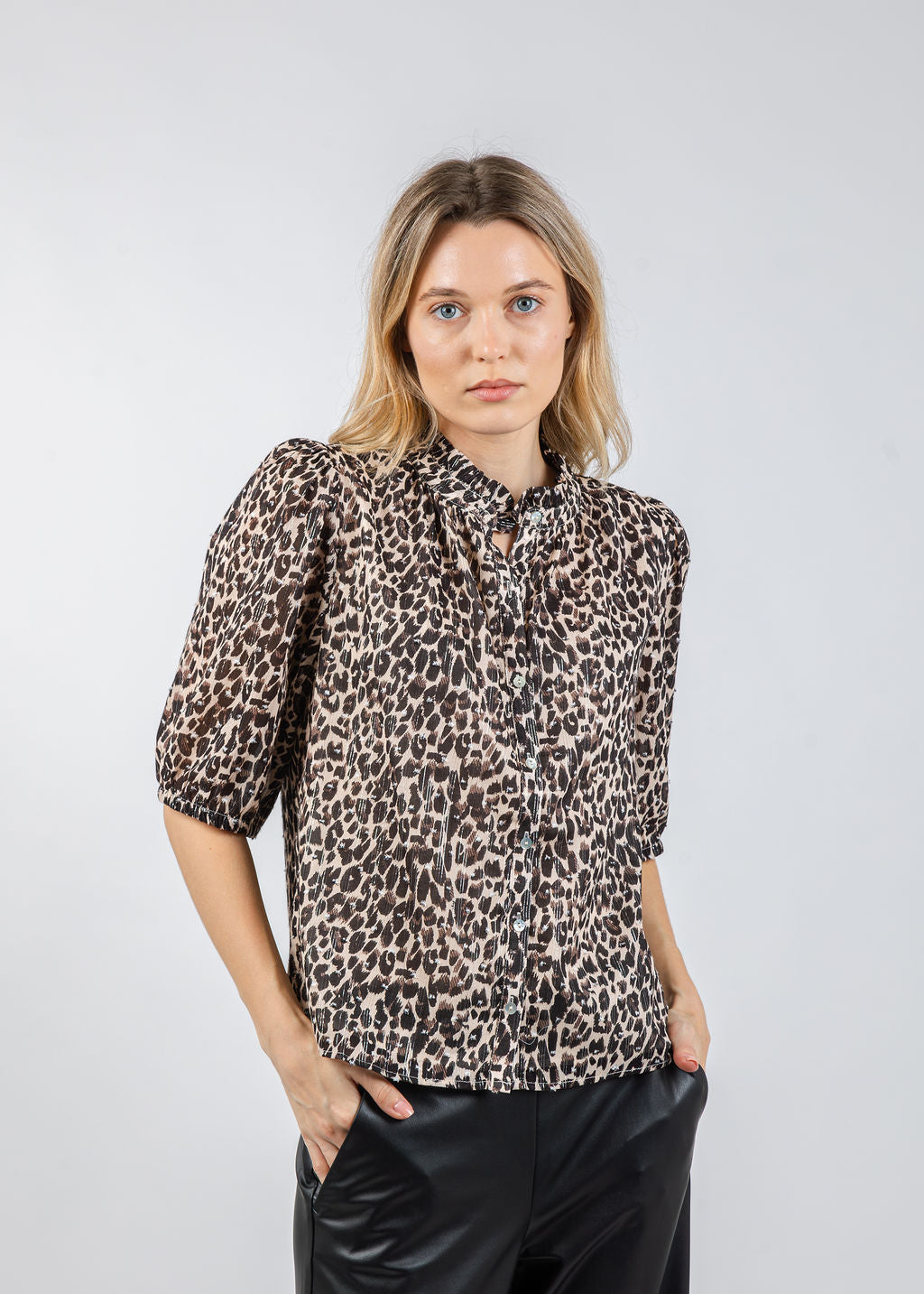 Melissa Nepton Kaia Blouse in Animal Print available at Barbara Katz