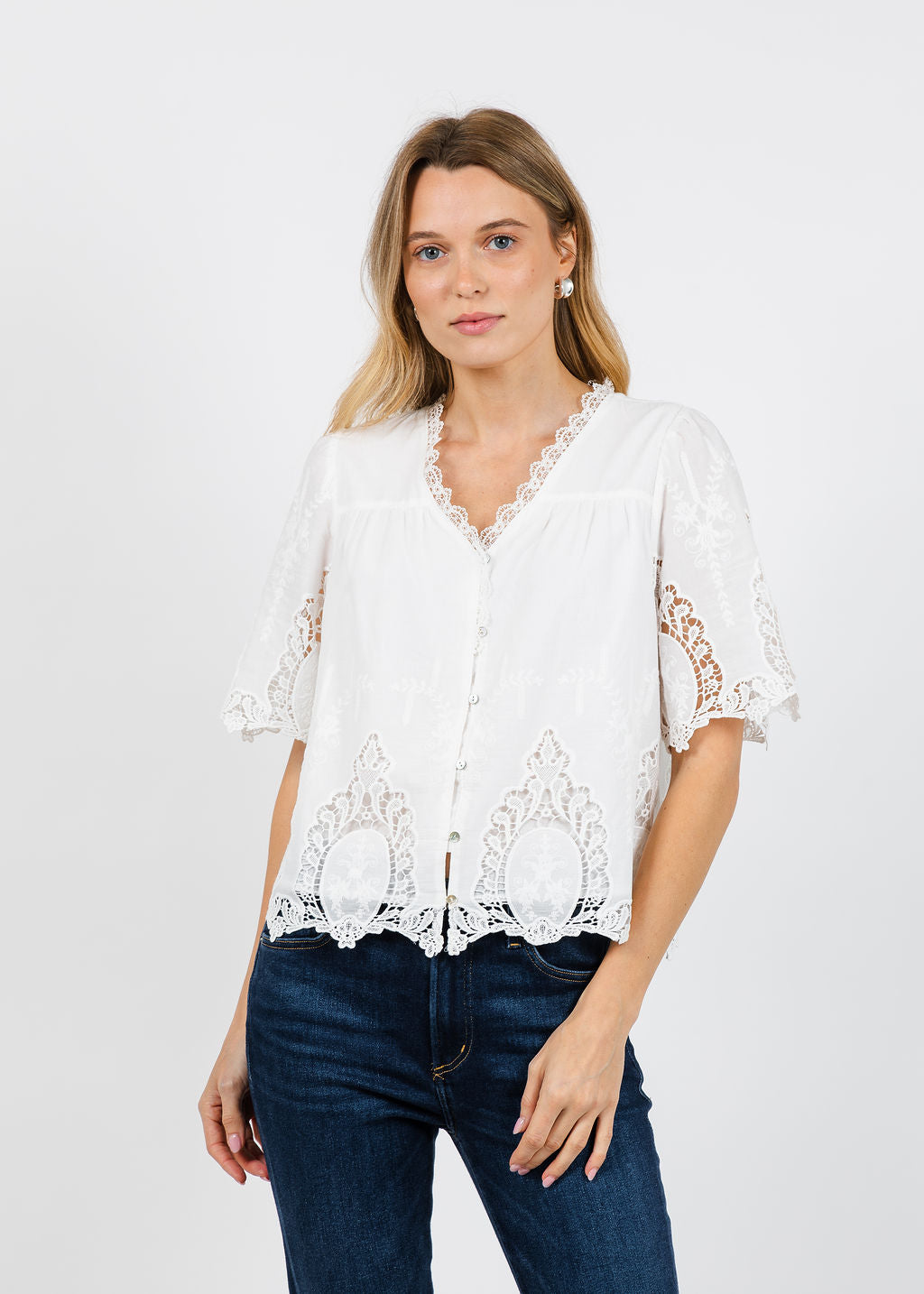 Melissa Nepton Maoli Blouse in Off White available at Barbara Katz