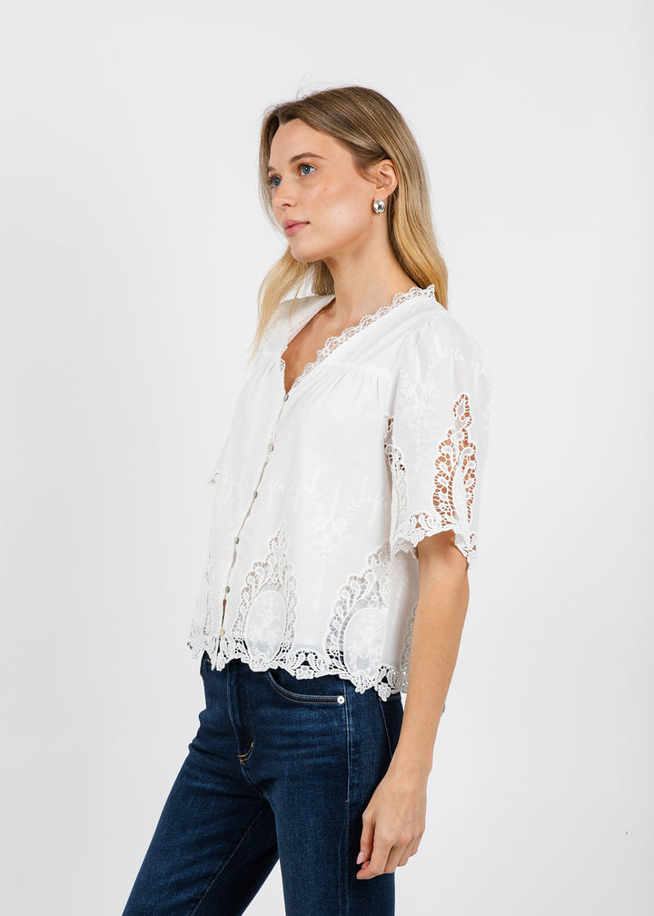 Melissa Nepton Maoli Blouse in Off White available at Barbara Katz