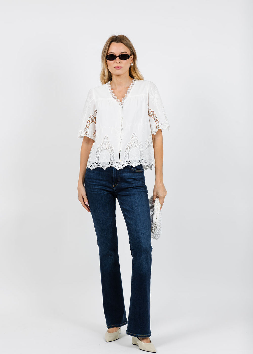 Melissa Nepton Maoli Blouse in Off White available at Barbara Katz