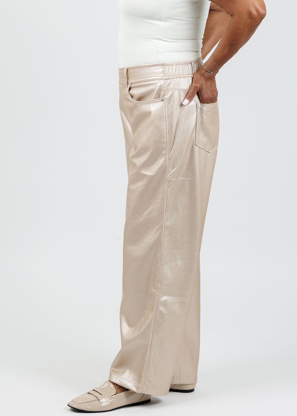 Melissa Nepton Melissa Nepton Morela Pants in Metallic Pearl available at Barbara Katz