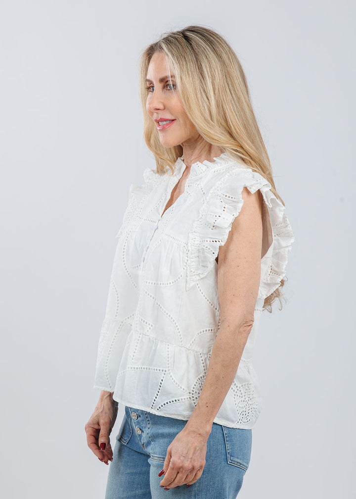 Melissa Nepton Paloma Embroidered Top in White available at Barbara Katz