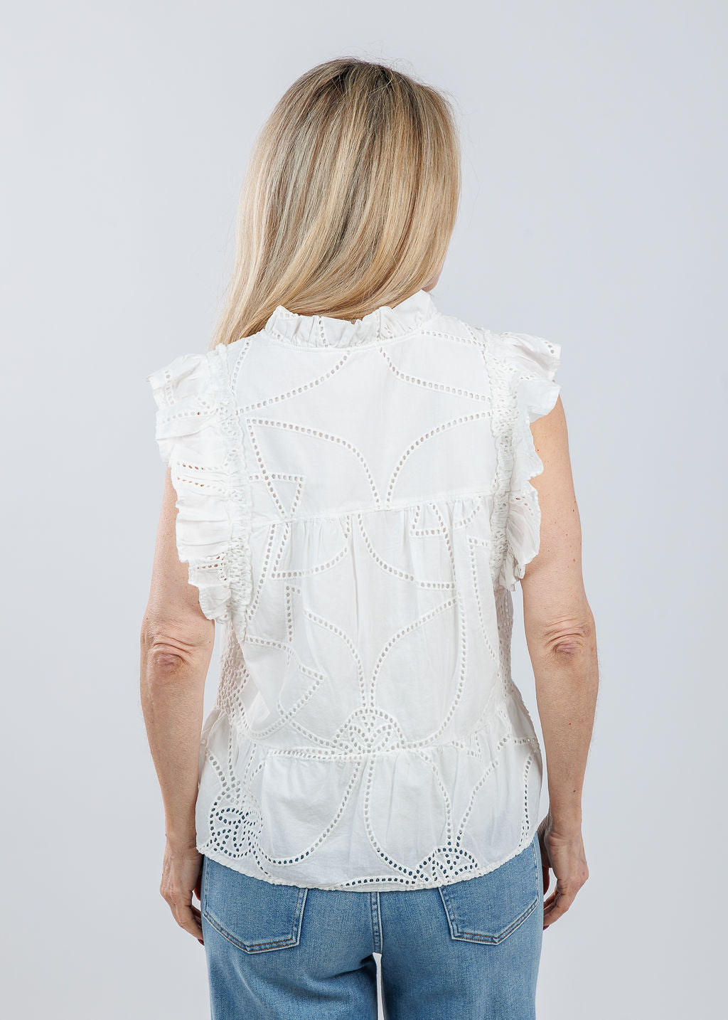 Melissa Nepton Paloma Embroidered Top in White available at Barbara Katz