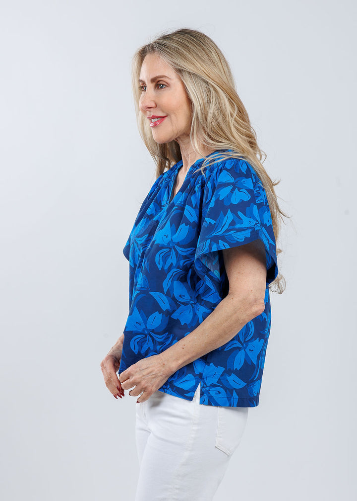 Melissa Nepton Floral Poppy Top in Blue available at Barbara Katz
