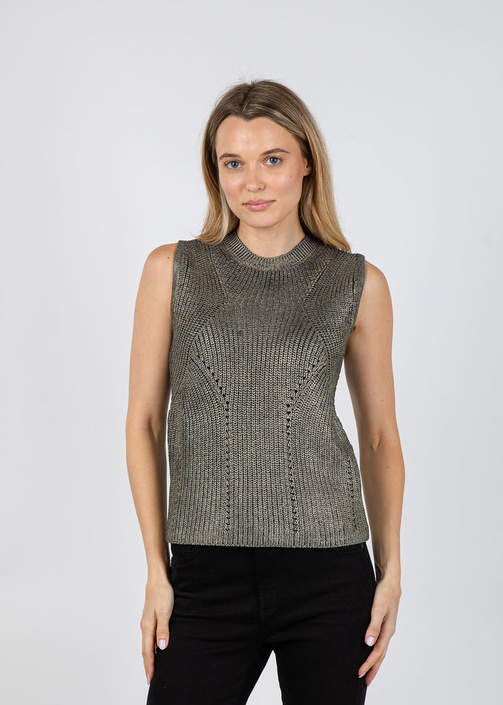 Melissa Nepton Seth Sweater Vest in Gold Foil available at Barbara Katz