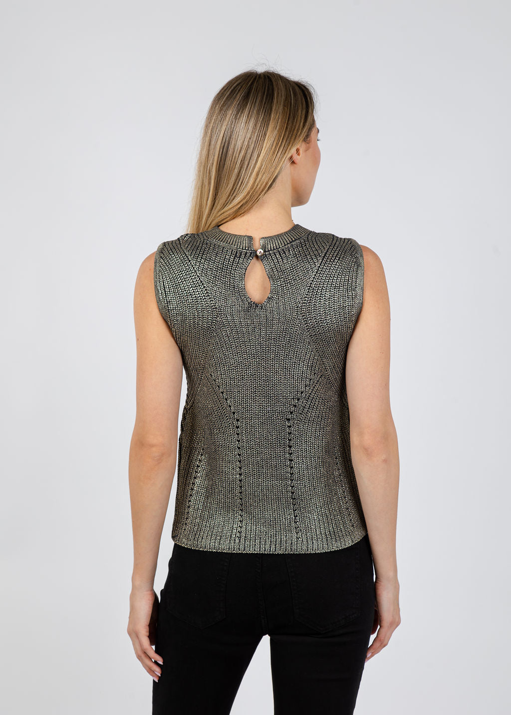 Melissa Nepton Seth Sweater Vest in Gold Foil available at Barbara Katz