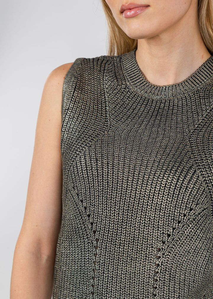 Melissa Nepton Seth Sweater Vest in Gold Foil available at Barbara Katz