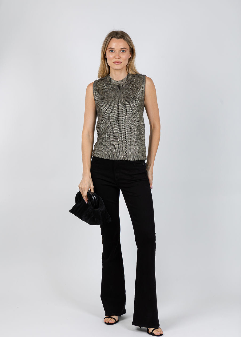 GETEMONTS “quel che resta” Pullover Vest Melissa Nepton Seth Sweater Vest - Gold Foil – Barbara Katz