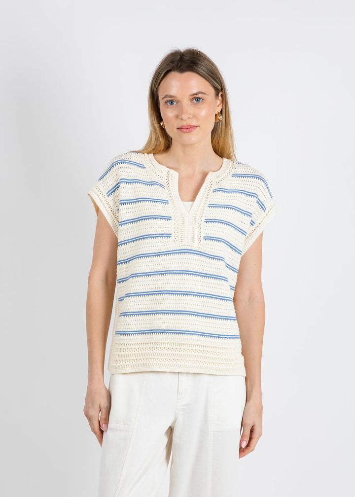 Melissa Nepton Teresa Sweater in Cream Blue available at Barbara Katz