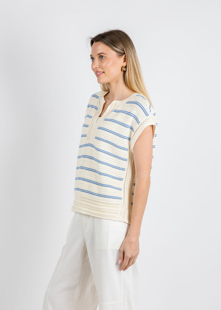 Melissa Nepton Teresa Sweater in Cream Blue available at Barbara Katz