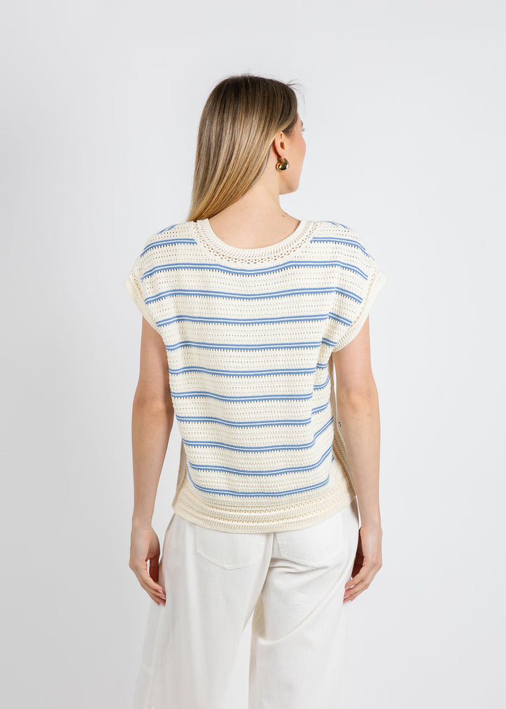 Melissa Nepton Teresa Sweater in Cream Blue available at Barbara Katz