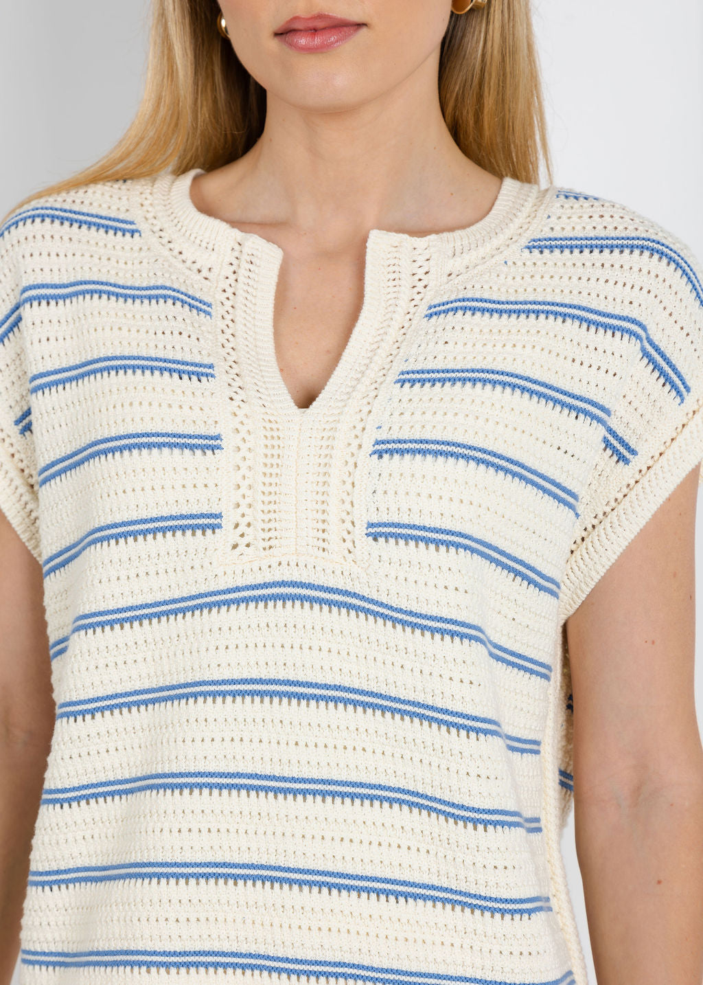 Melissa Nepton Teresa Sweater in Cream Blue available at Barbara Katz