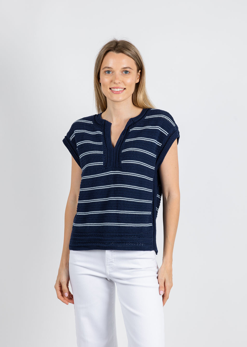 Melissa Nepton Teresa Sweater in Navy Blue available at Barbara Katz