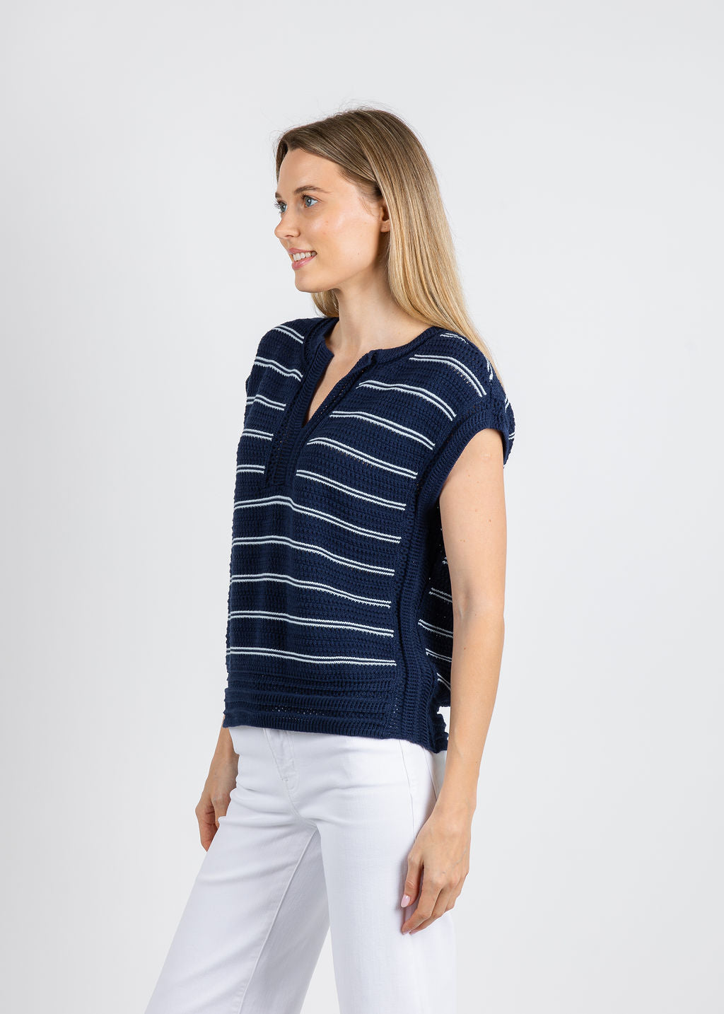 Melissa Nepton Teresa Sweater in Navy Blue available at Barbara Katz