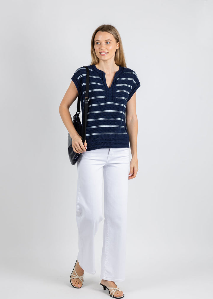 Melissa Nepton Teresa Sweater in Navy Blue available at Barbara Katz