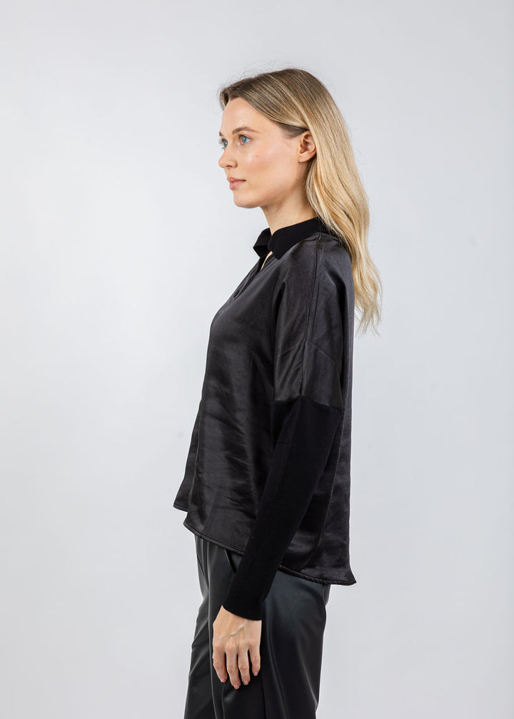 Melissa Nepton Tina Polo Top in Black available at Barbara Katz