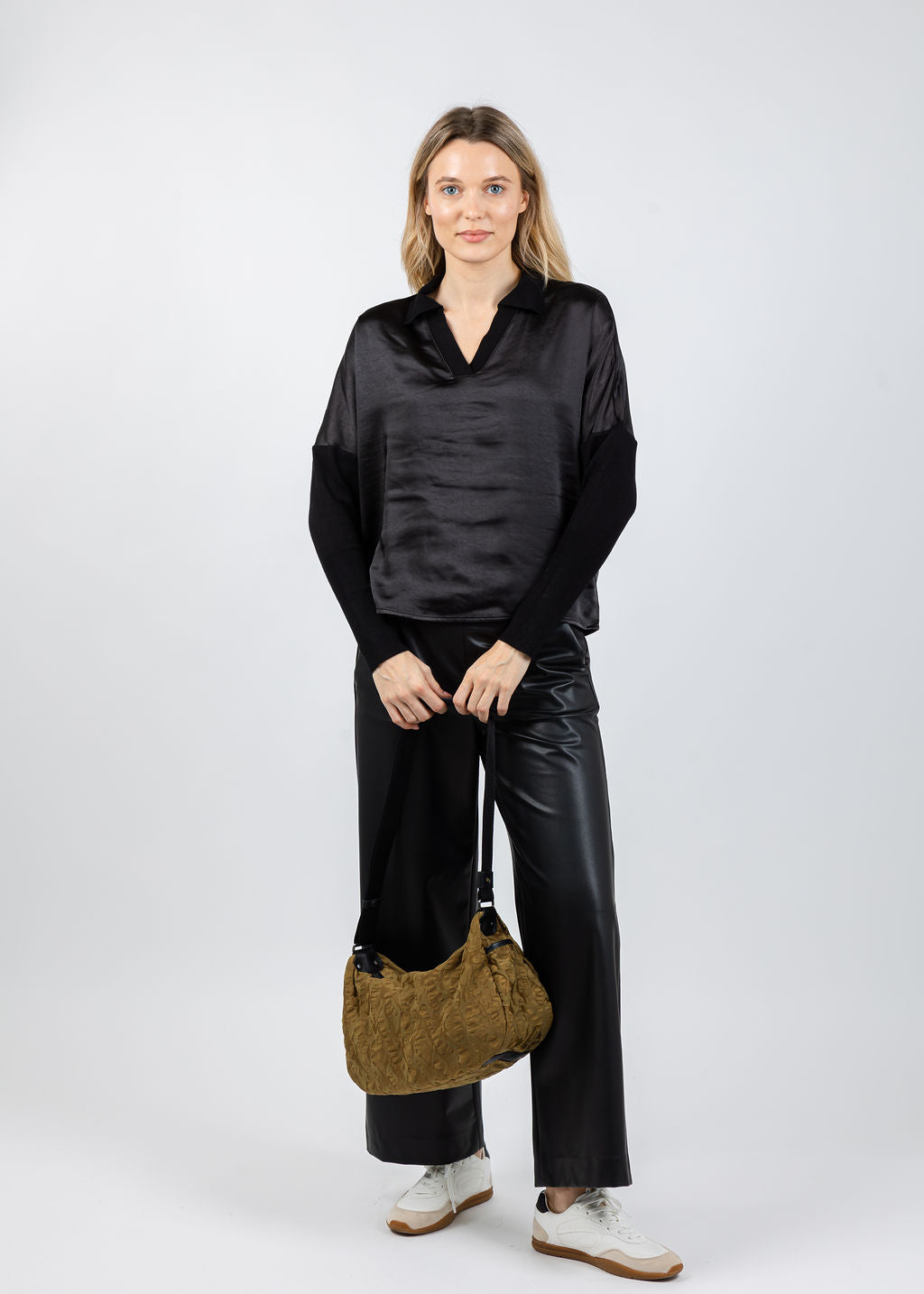 Melissa Nepton Tina Polo Top in Black available at Barbara Katz