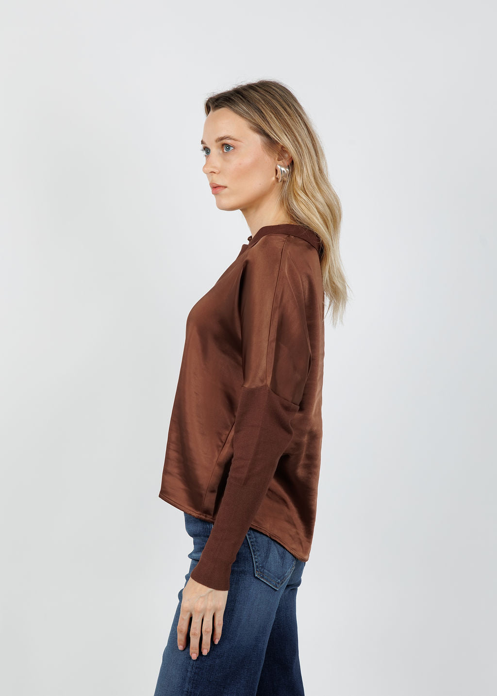 Melissa Nepton Tina Polo Top in Brown available at Barbara Katz