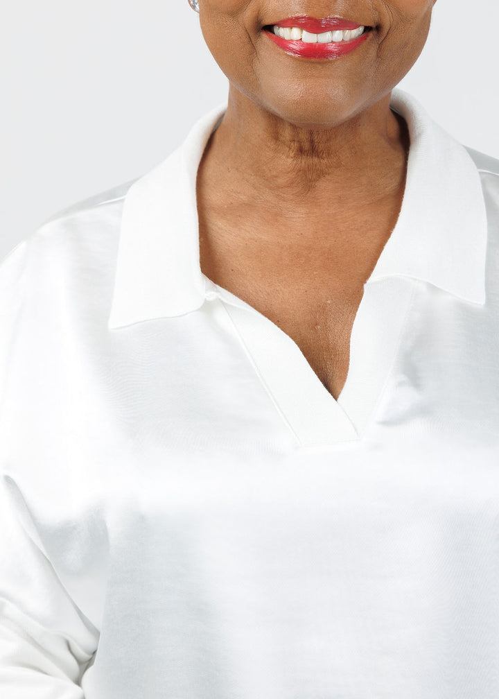 Melissa Nepton Tina Polo Top in Off White available at Barbara Katz