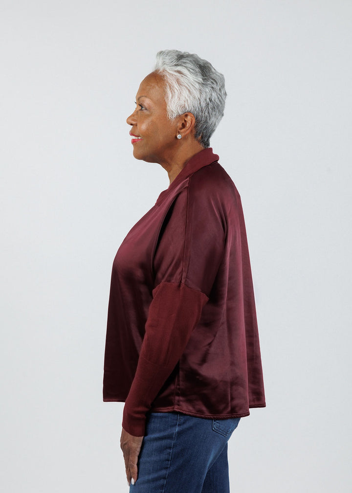 Melissa Nepton Tina Polo Top in Red Wine available at Barbara Katz