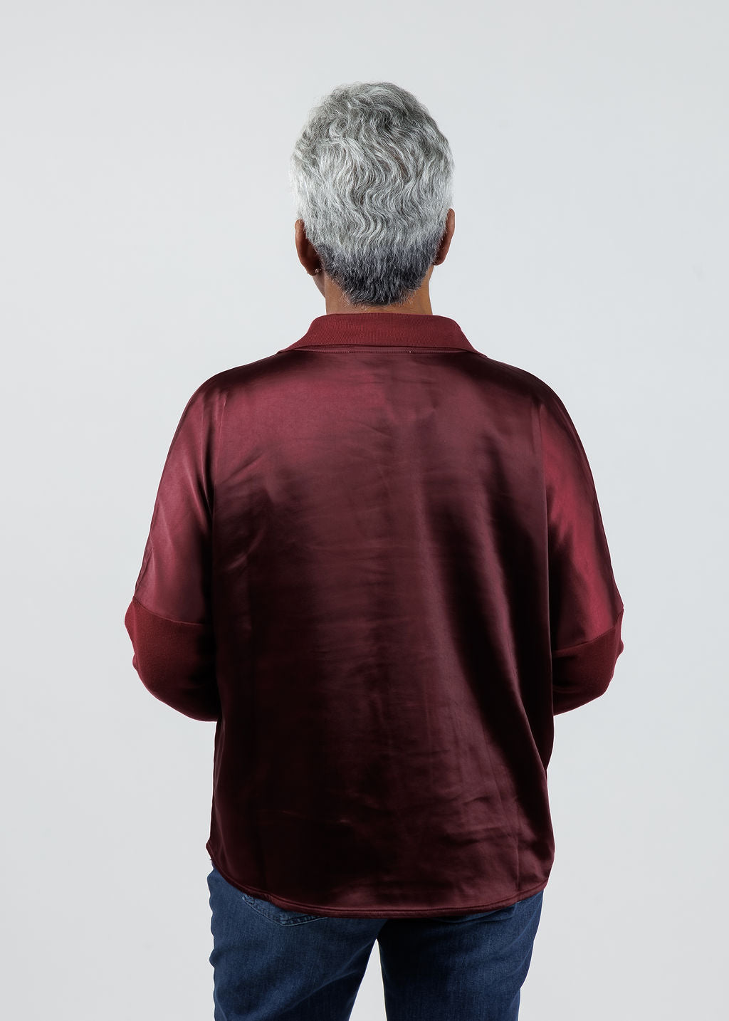 Melissa Nepton Tina Polo Top in Red Wine available at Barbara Katz