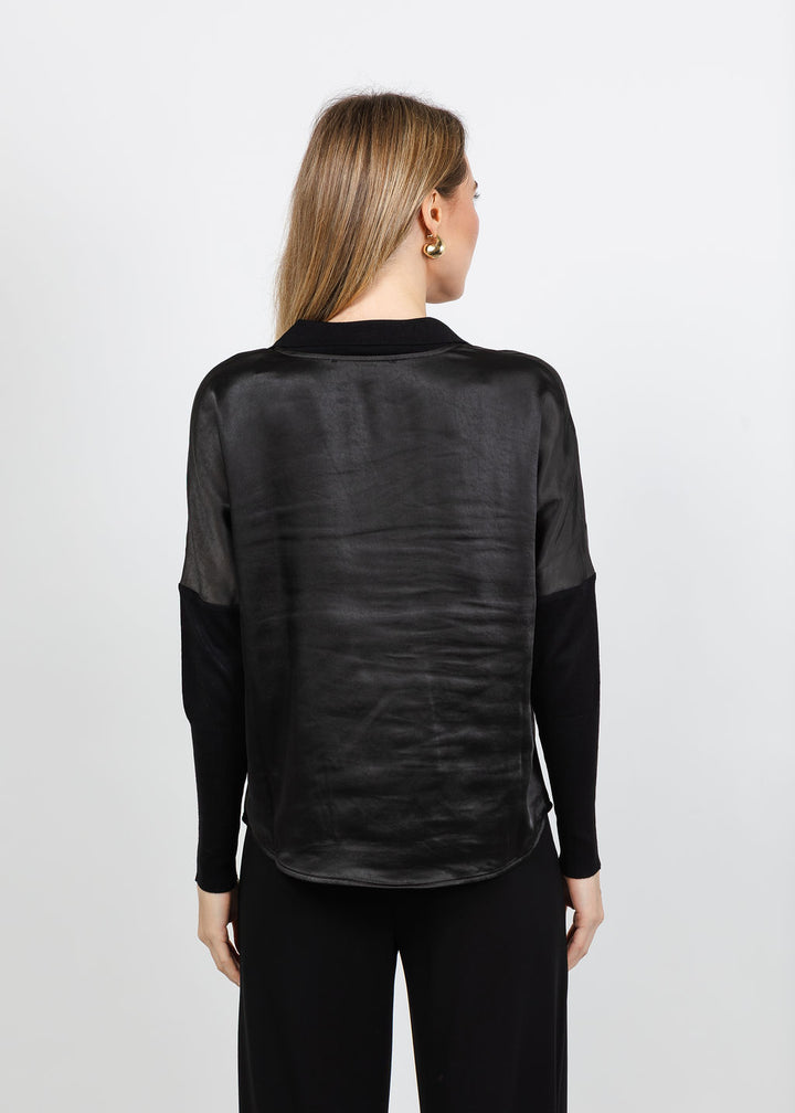 Melissa Nepton Tina Polo Top in Black available at Barbara Katz
