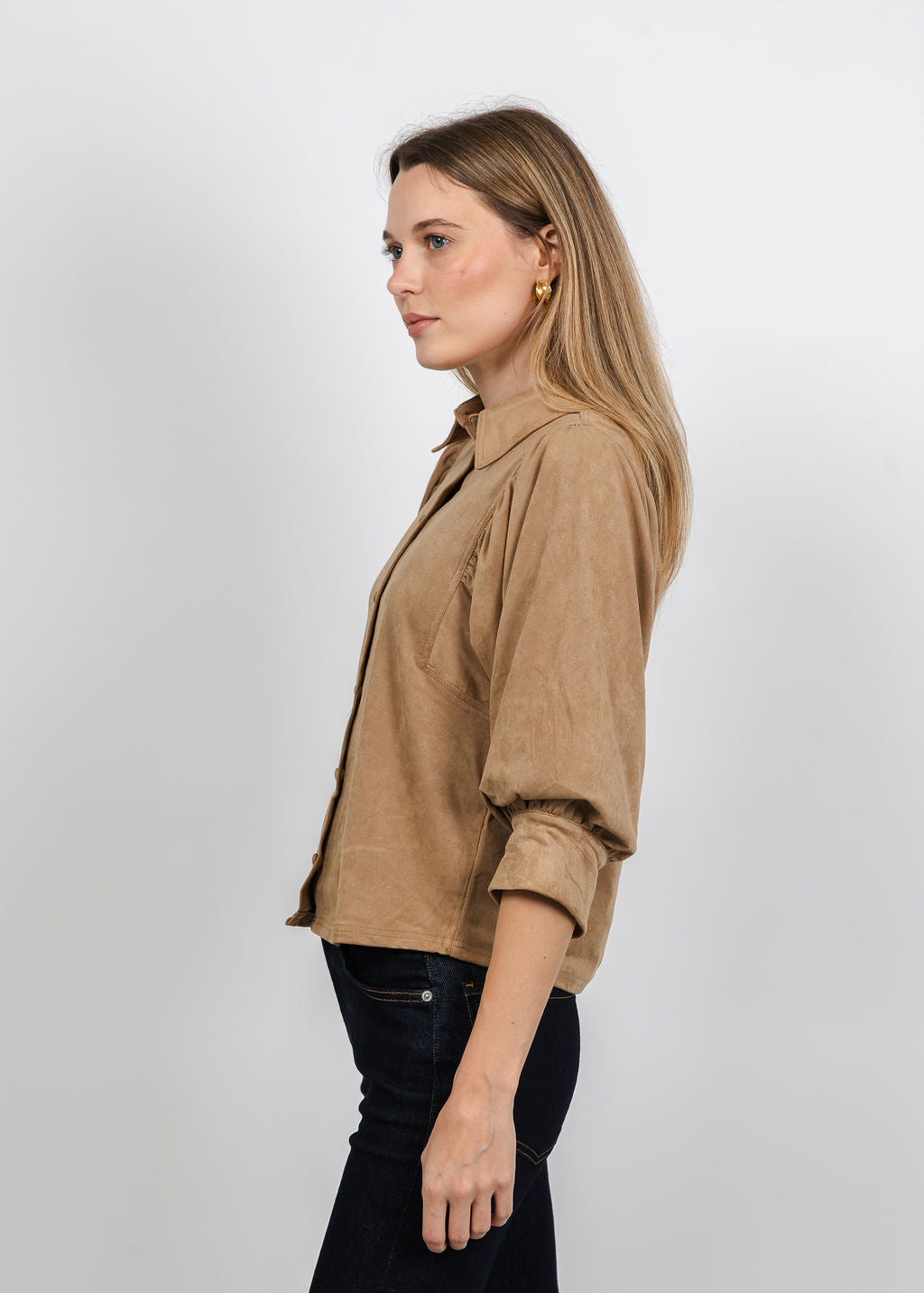 Melissa Nepton Yuna Blouse in Chamois available at Barbara Katz