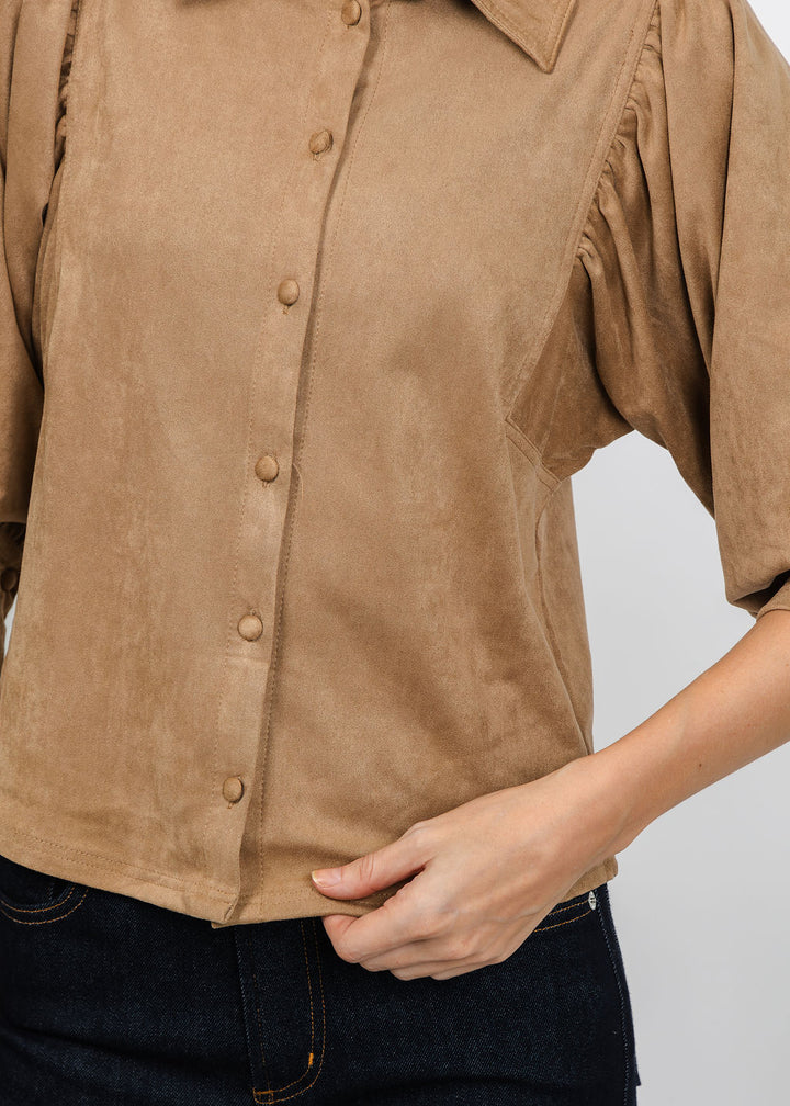 Melissa Nepton Yuna Blouse in Chamois available at Barbara Katz
