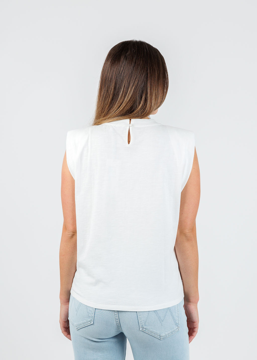 Melissa Nepton Sherin Padded Muscle Tee in White available at Barbara Katz