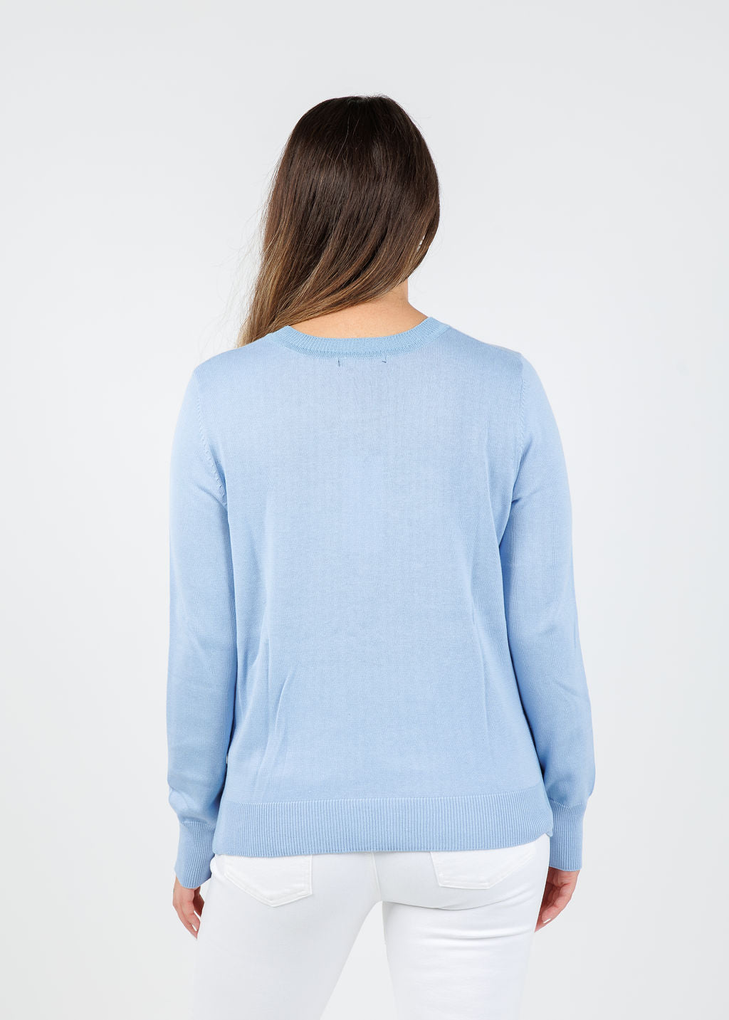 Peace of Cloth Metallic Pocket Crew Sweater in Powder available at Barbara Katz