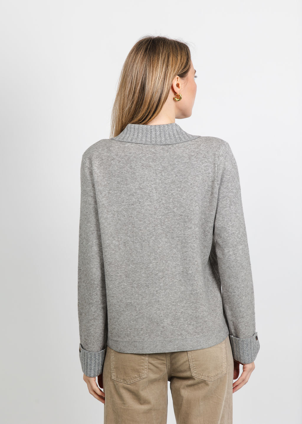 Metric Collared Button Jacket in Heather Taupe available at Barbara Katz