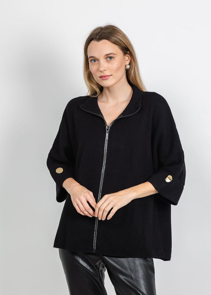 Metric Crystal Zip-Up Jacket in Black available at Barbara Katz