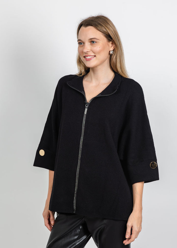 Metric Crystal Zip-Up Jacket in Black available at Barbara Katz
