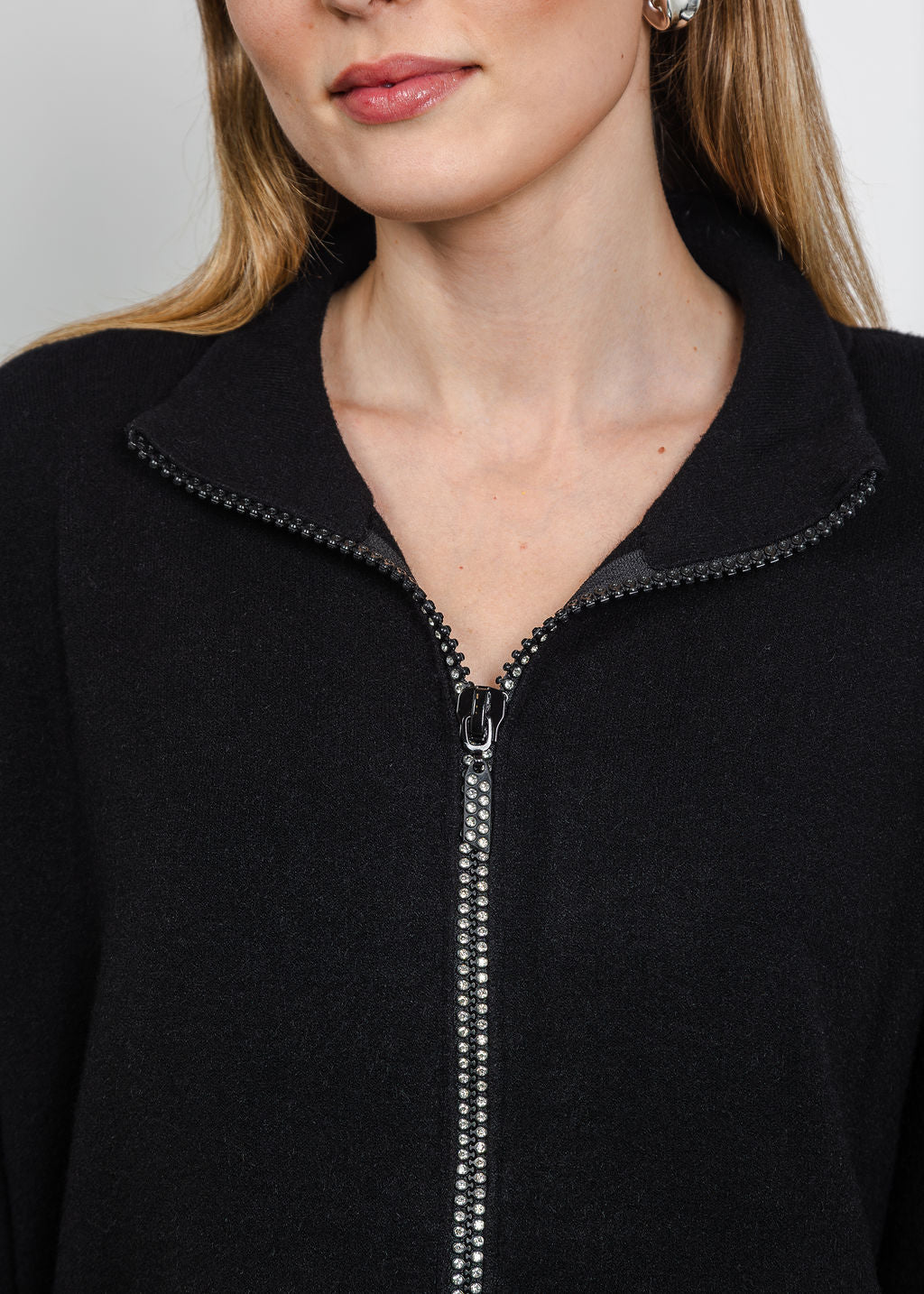 Metric Crystal Zip-Up Jacket in Black available at Barbara Katz