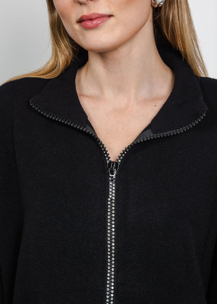Metric Crystal Zip-Up Jacket in Black available at Barbara Katz