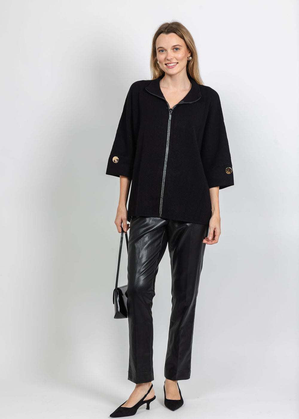 Metric Crystal Zip-Up Jacket in Black available at Barbara Katz