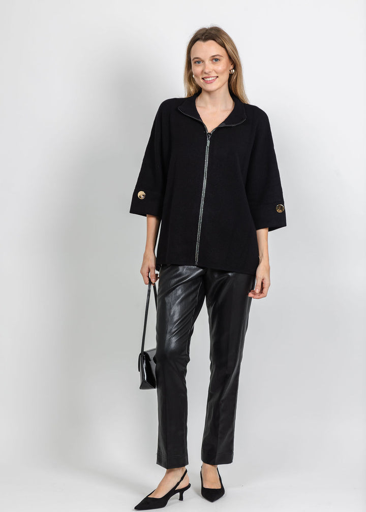 Metric Crystal Zip-Up Jacket in Black available at Barbara Katz