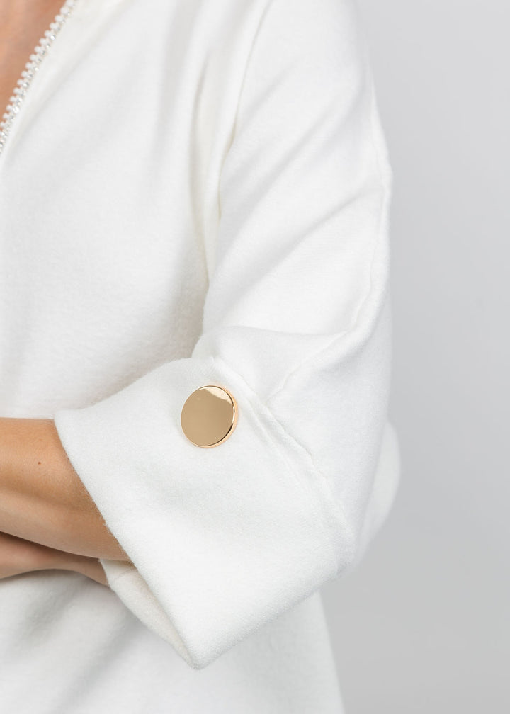 Metric Crystal Zip-Up Jacket in Ivory available at Barbara Katz