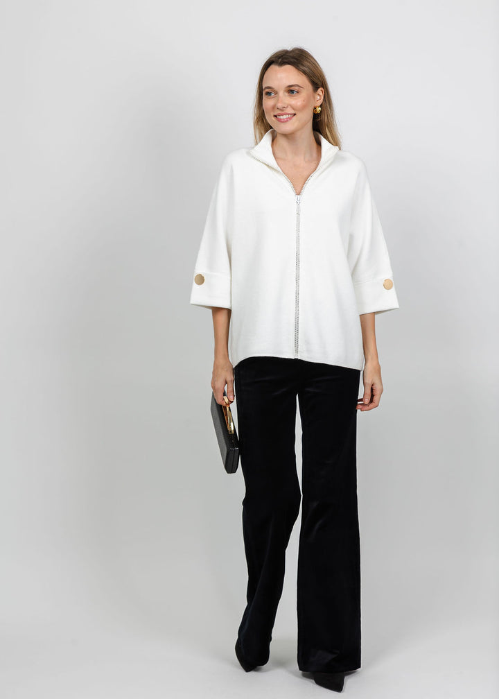 Metric Crystal Zip-Up Jacket in Ivory available at Barbara Katz