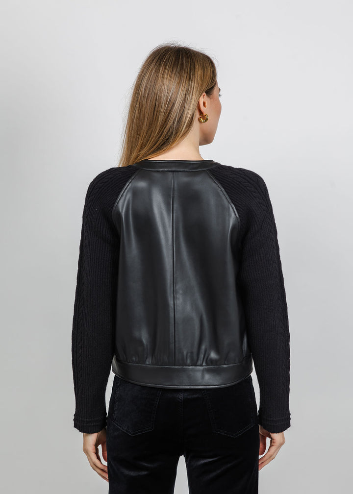 Metric Vegan Bomber Cable Jacket in Black available at Barbara Katz