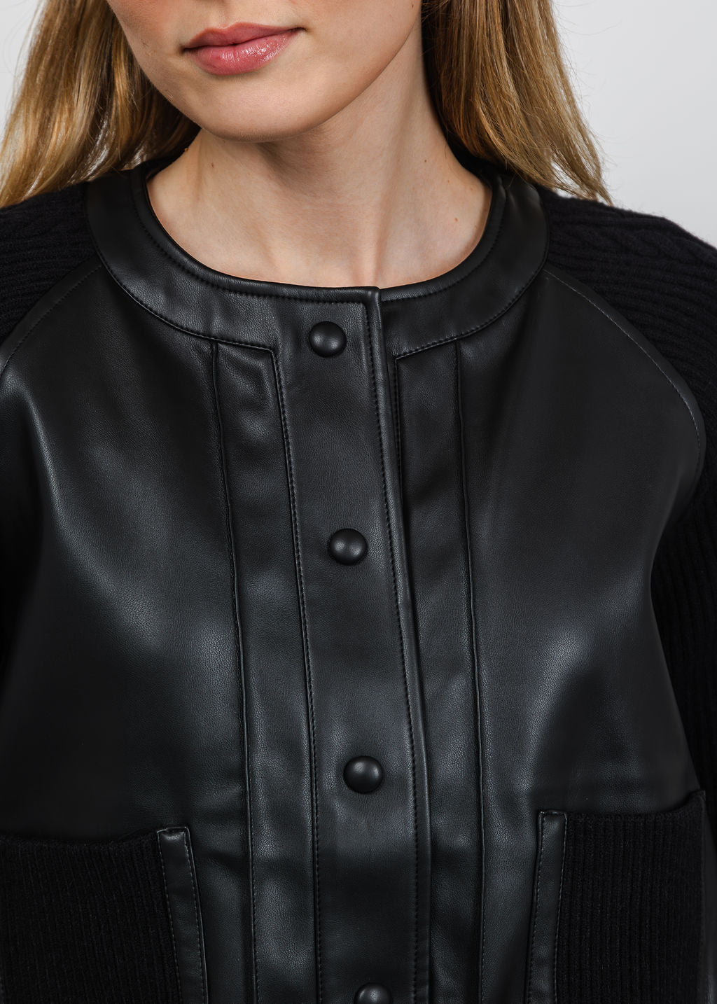 Metric Vegan Bomber Cable Jacket in Black available at Barbara Katz
