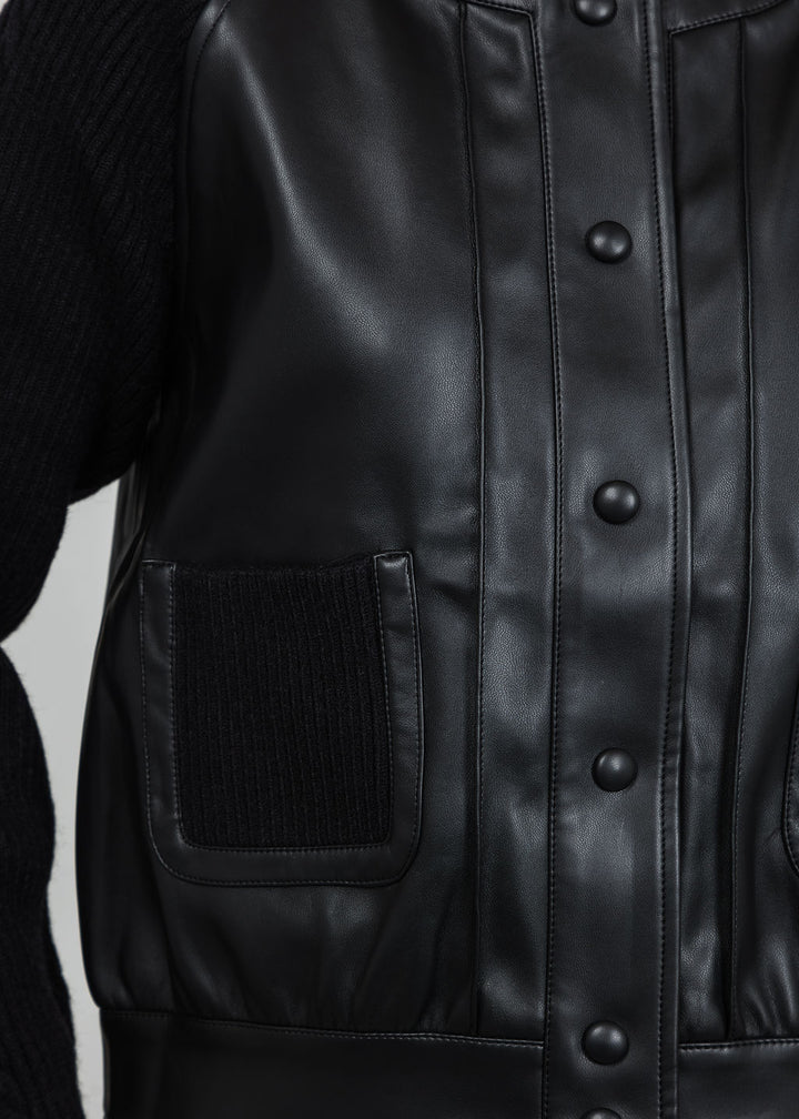 Metric Vegan Bomber Cable Jacket in Black available at Barbara Katz